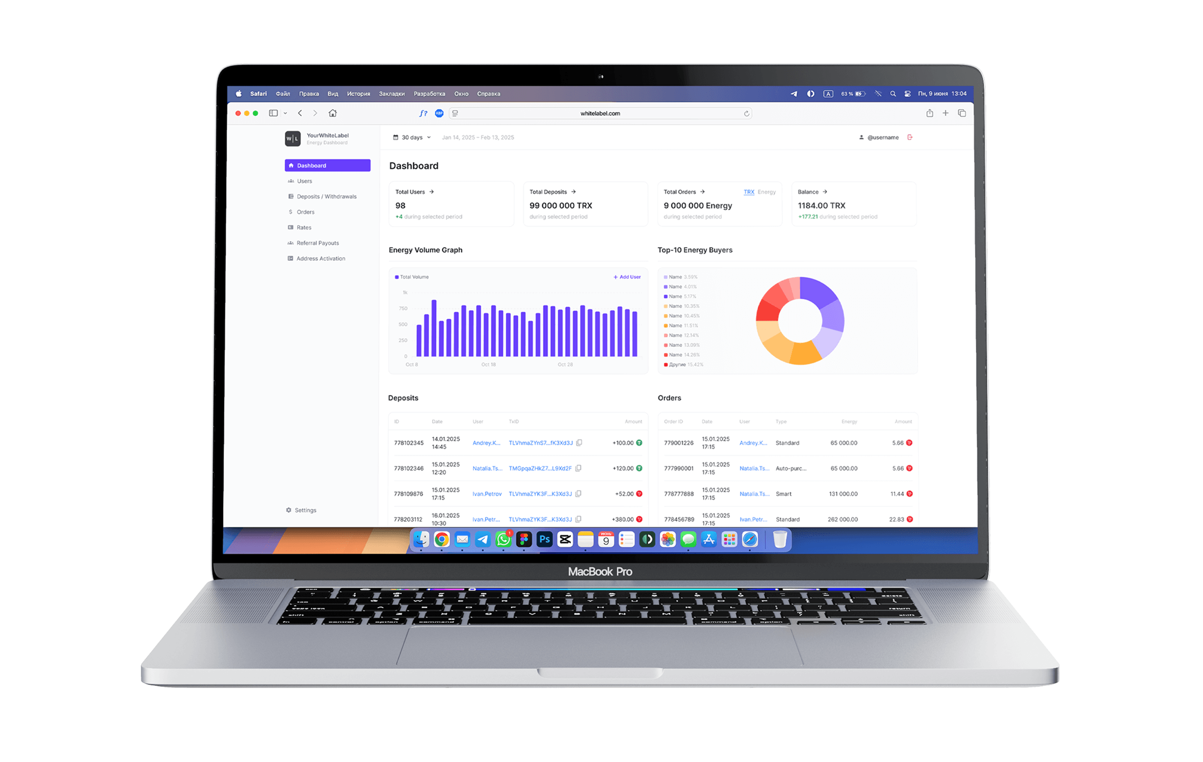 MacBook mockup with FeeSaver White Label UI